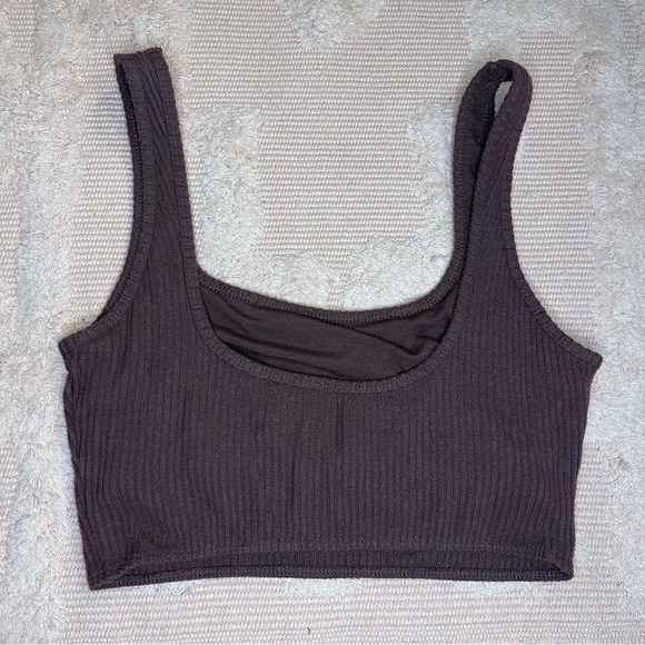 Abercrombie & Fitch Brown Ribbed Lounge Bralette Tank Top Women’s Size Small - Picture 3 of 5